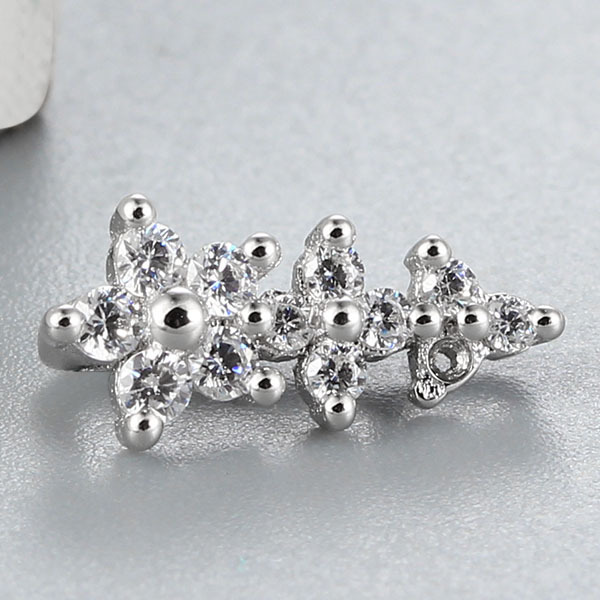 925 Sterling Silver CZ Stone Flowers String Pendant Findings