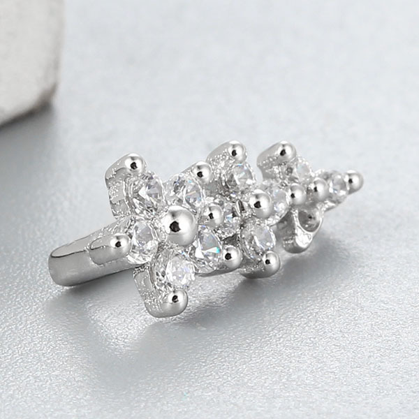 925 Sterling Silver CZ Stone Flowers String Pendant Findings