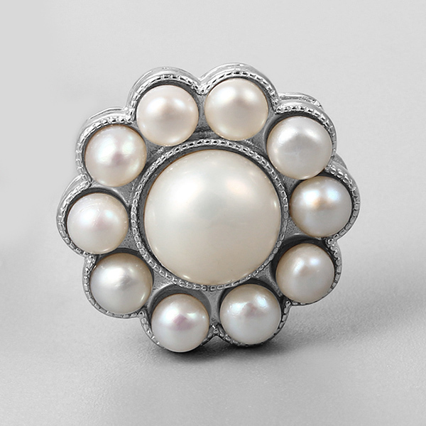 925 Sterling Silver Flower Pearl Charms
