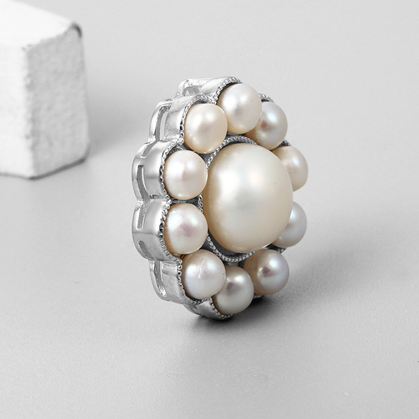 925 Sterling Silver Flower Pearl Charms