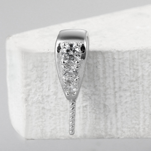 925 Sterling Silver CZ Pendant Bail For Pearl