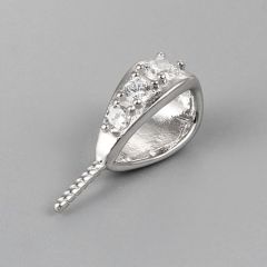 925 Sterling Silver CZ Pendant Bail For Pearl