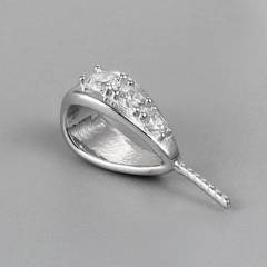 925 Sterling Silver CZ Pendant Bail For Pearl