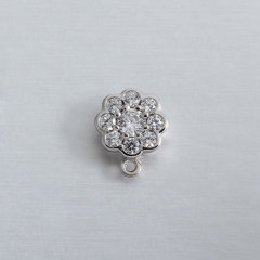 925 Sterling Silver CZ Flower Pendant Findings