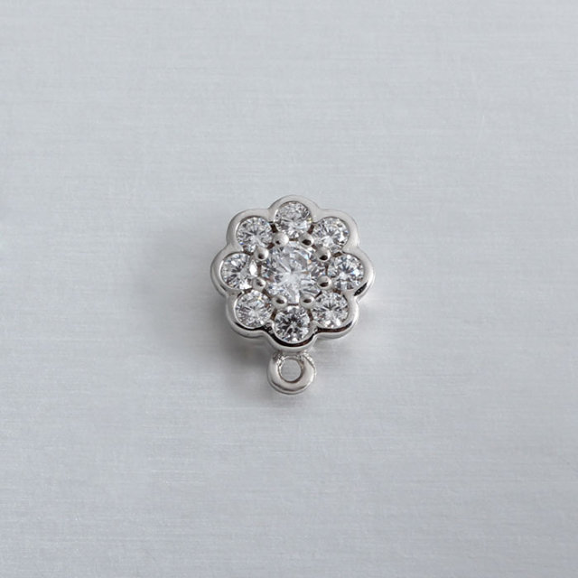 925 Sterling Silver CZ Flower Pendant Findings