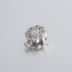 925 Sterling Silver CZ Flower Pendant Findings