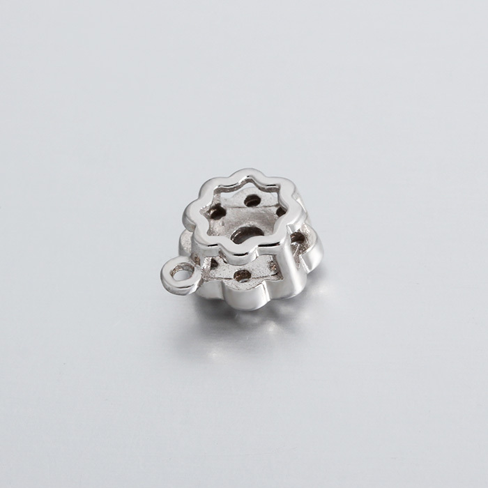 925 Sterling Silver CZ Flower Pendant Findings