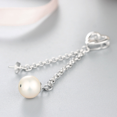 925 Sterling Silver Heart Pendant With Two Pearl Mountings