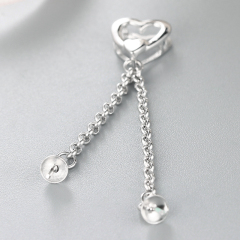925 Sterling Silver Heart Pendant With Two Pearl Mountings