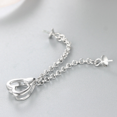 925 Sterling Silver Heart Pendant With Two Pearl Mountings