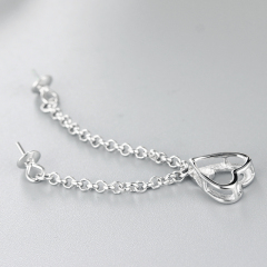925 Sterling Silver Heart Pendant With Two Pearl Mountings