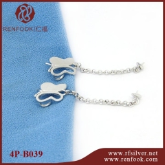 925 Sterling Silver Butterfly Pendant With Long Chain Pearl Mounting