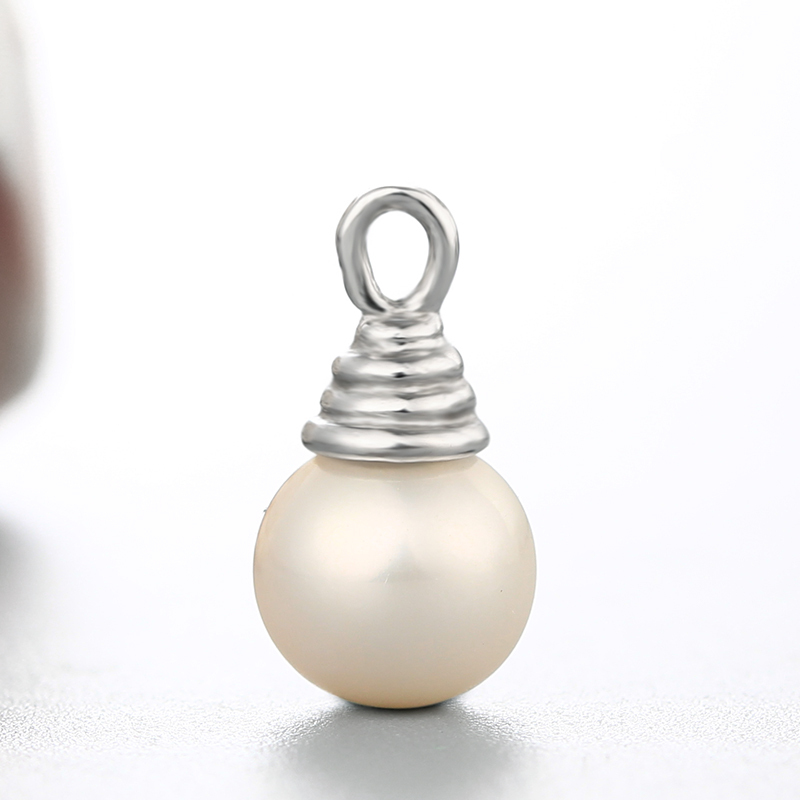 925 Sterling Silver Spiral Horn Pendant Pearl Caps