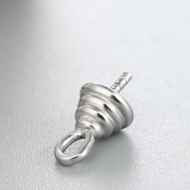 925 Sterling Silver Spiral Horn Pendant Pearl Caps