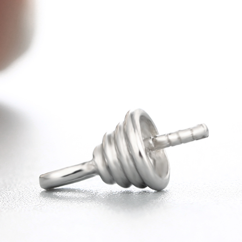 925 Sterling Silver Spiral Horn Pendant Pearl Caps