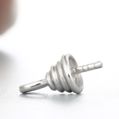 925 Sterling Silver Spiral Horn Pendant Pearl Caps