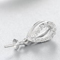 925 Sterling Silver CZ Water Drop Pendant For Pearl Making