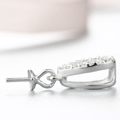 925 Sterling Silver CZ Water Drop Pendant For Pearl Making