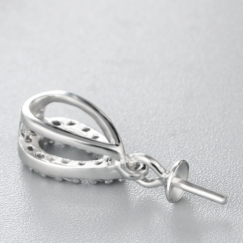 925 Sterling Silver CZ Water Drop Pendant For Pearl Making