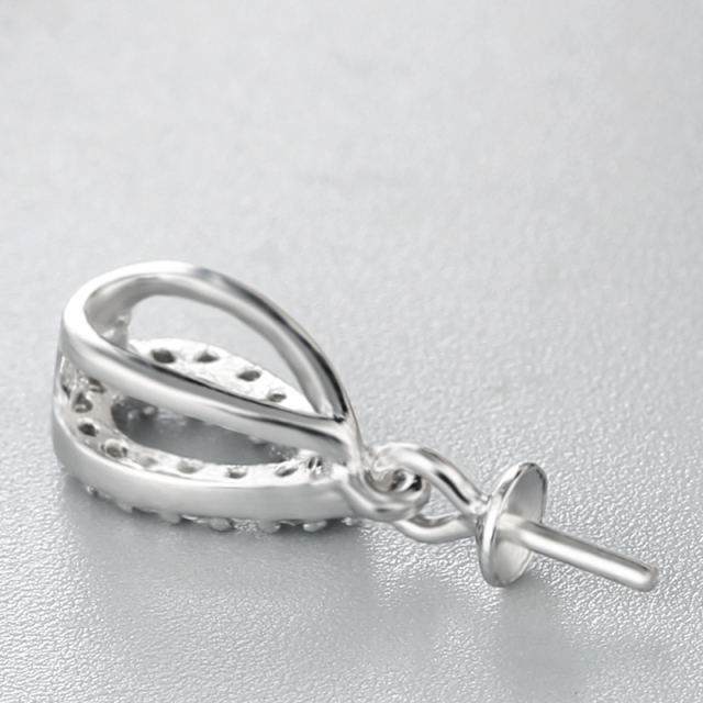 925 Sterling Silver CZ Water Drop Pendant For Pearl Making