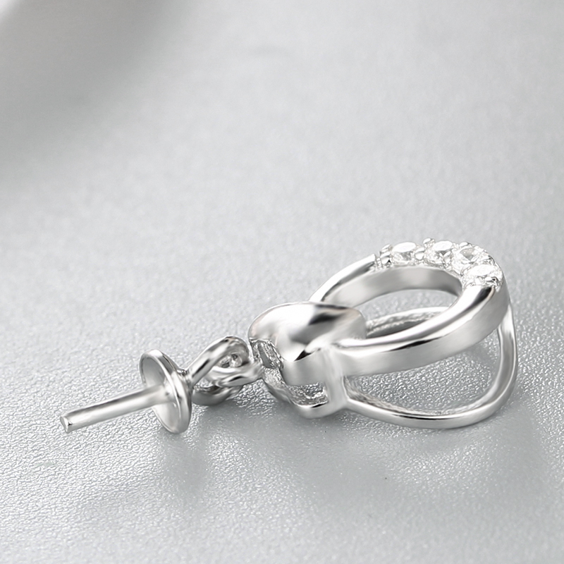 925 Sterling Silver CZ Stone Pendant For Pearl
