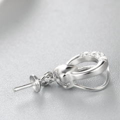 925 Sterling Silver CZ Stone Pendant For Pearl