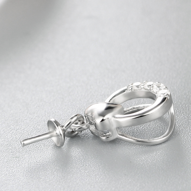 925 Sterling Silver CZ Stone Pendant For Pearl