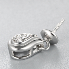 925 Sterling Silver CZ Stone Unique Waterdrop Pendant For Pearl