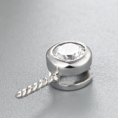 925 Sterling Silver Round CZ Stone Pendant For Pearl