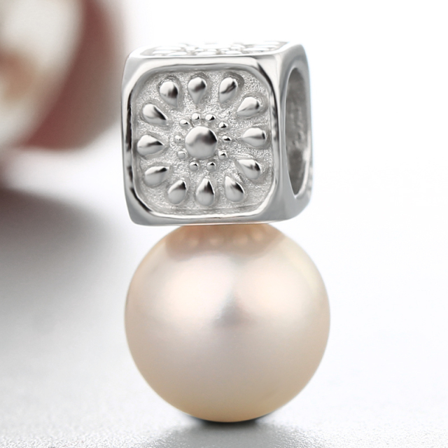 925 Sterling Silver Flower Cube  Pendant For Pearl