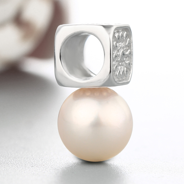 925 Sterling Silver Flower Cube  Pendant For Pearl