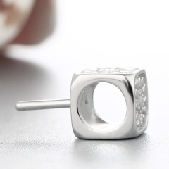 925 Sterling Silver Flower Cube  Pendant For Pearl