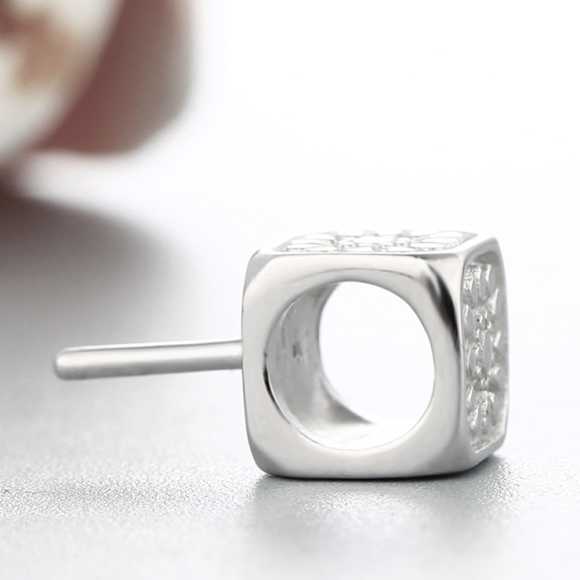 925 Sterling Silver Flower Cube  Pendant For Pearl