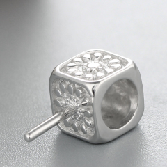925 Sterling Silver Flower Cube  Pendant For Pearl