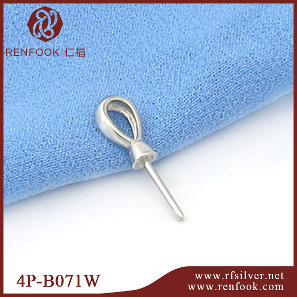 925 Sterling Silver Simple Initial  Mounting For Pearl