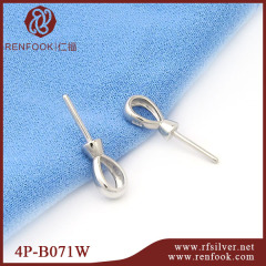 925 Sterling Silver Simple Initial  Mounting For Pearl