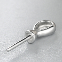 925 Sterling Silver Simple Initial  Mounting For Pearl