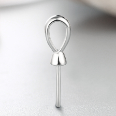 925 Sterling Silver Simple Initial  Mounting For Pearl