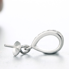 925 Sterling Silver CZ  Pendant For Pearl Making