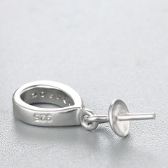 925 Sterling Silver CZ  Pendant For Pearl Making