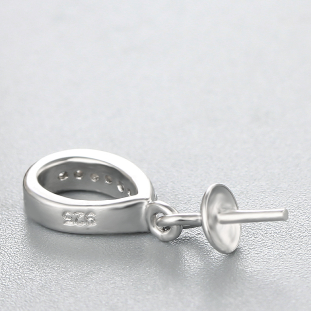 925 Sterling Silver CZ  Pendant For Pearl Making