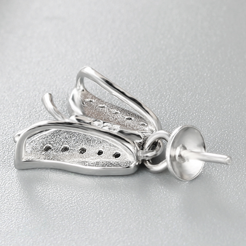 925 Sterling Silver Cubic Zirconia Butterfly Mounting For Pearl
