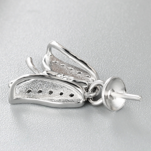 925 Sterling Silver Cubic Zirconia Butterfly Mounting For Pearl