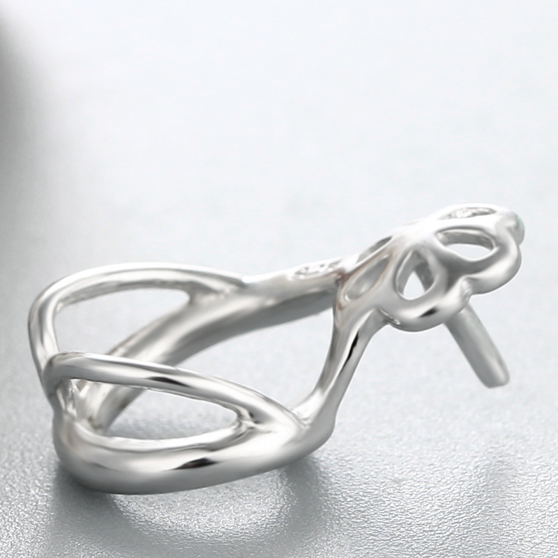 925 Sterling Silver Hollow Flower Pendant For  Pearl