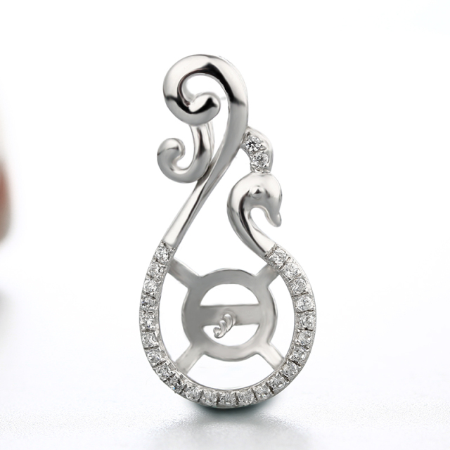 925 Sterling Silver CZ Micro Pave Pendant Mounting For  Pearl