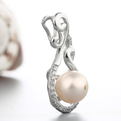 925 Sterling Silver CZ Micro Pave Pendant Mounting For  Pearl