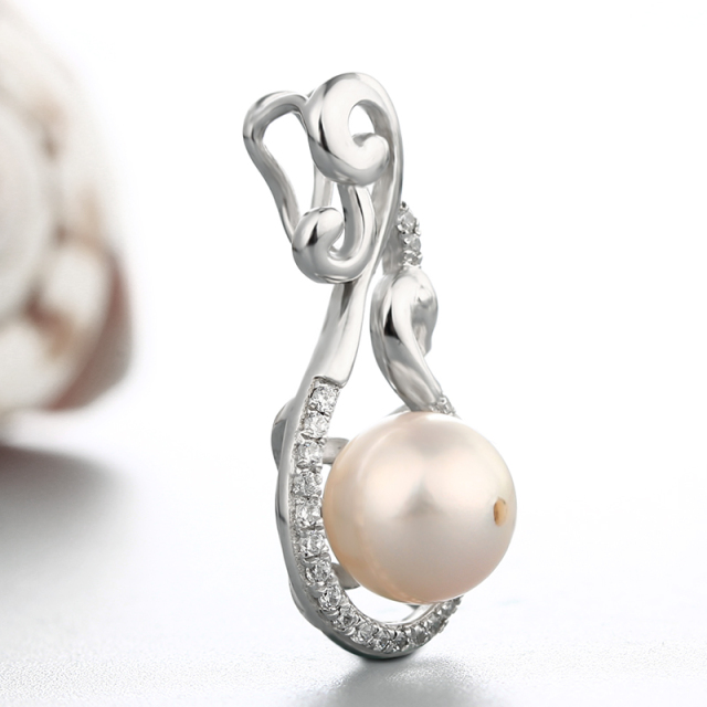 925 Sterling Silver CZ Micro Pave Pendant Mounting For  Pearl