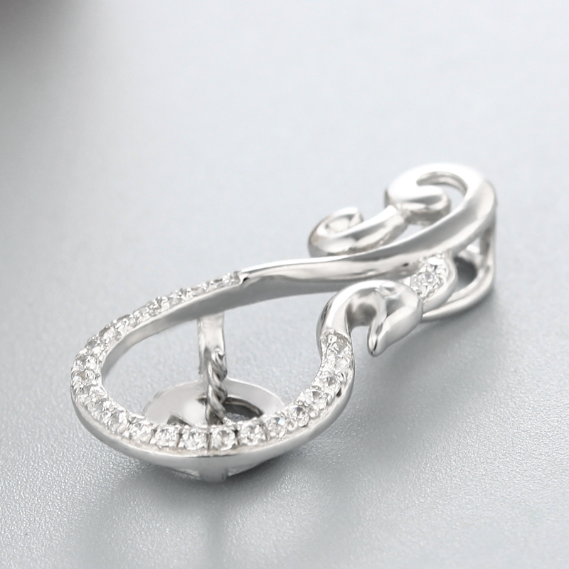 925 Sterling Silver CZ Micro Pave Pendant Mounting For  Pearl