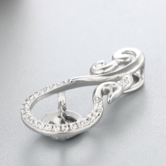 925 Sterling Silver CZ Micro Pave Pendant Mounting For  Pearl