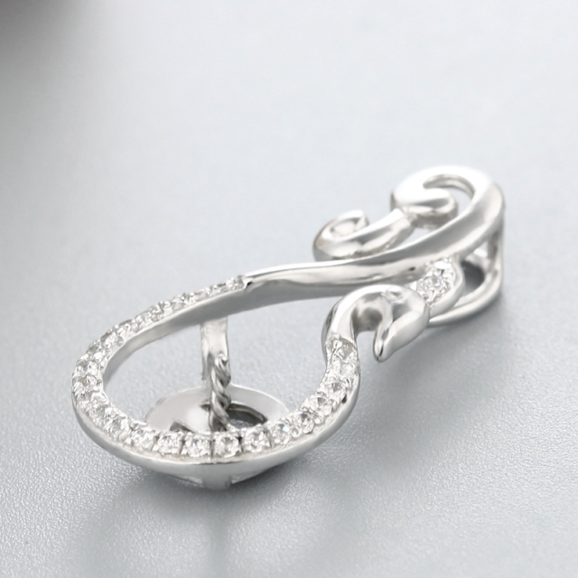 925 Sterling Silver CZ Micro Pave Pendant Mounting For  Pearl